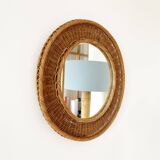 Round wicker mirror 1960