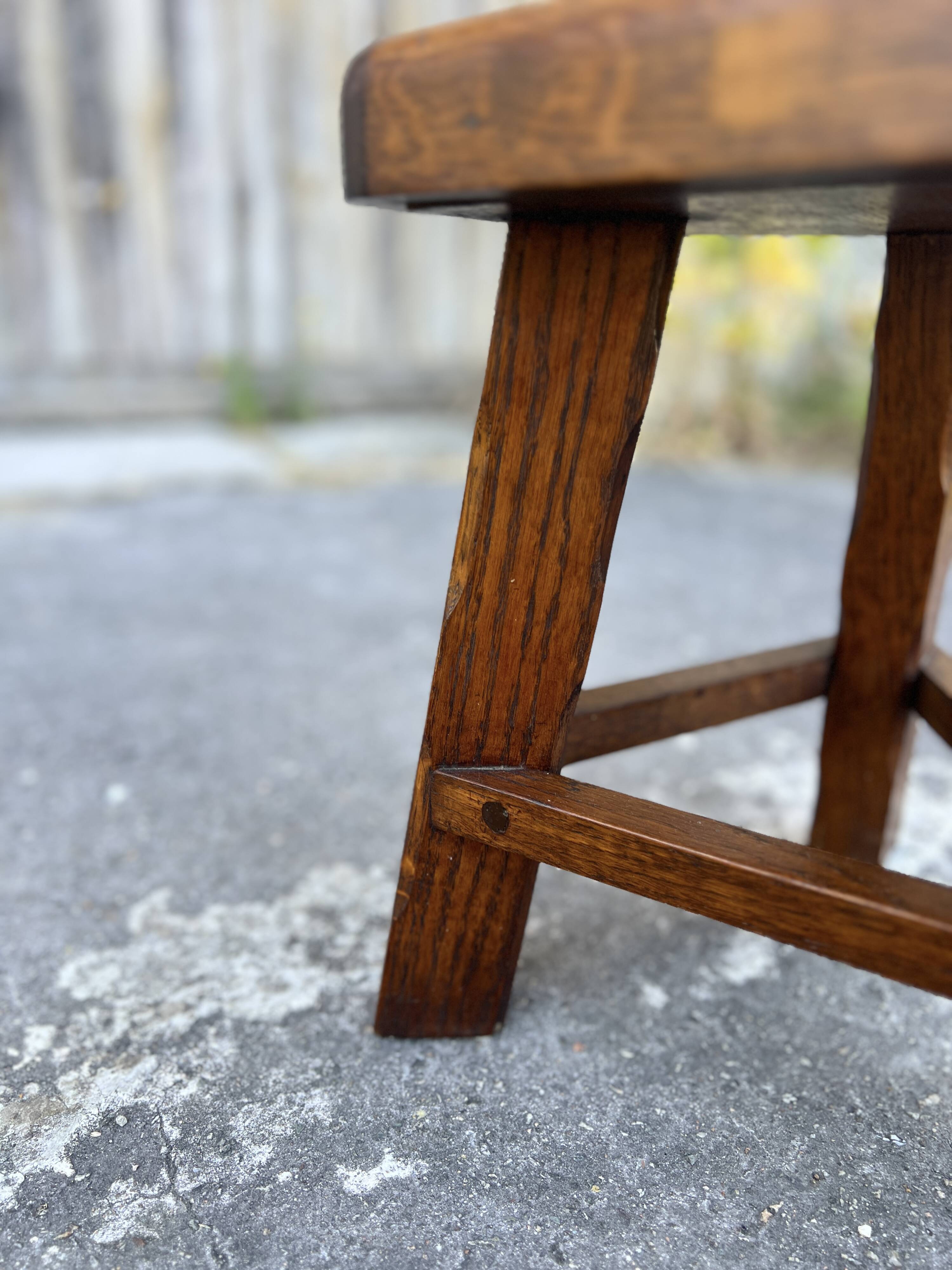 Vintage Solid Wood Brutalist Low Stool