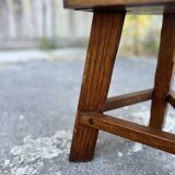 Vintage Solid Wood Brutalist Low Stool