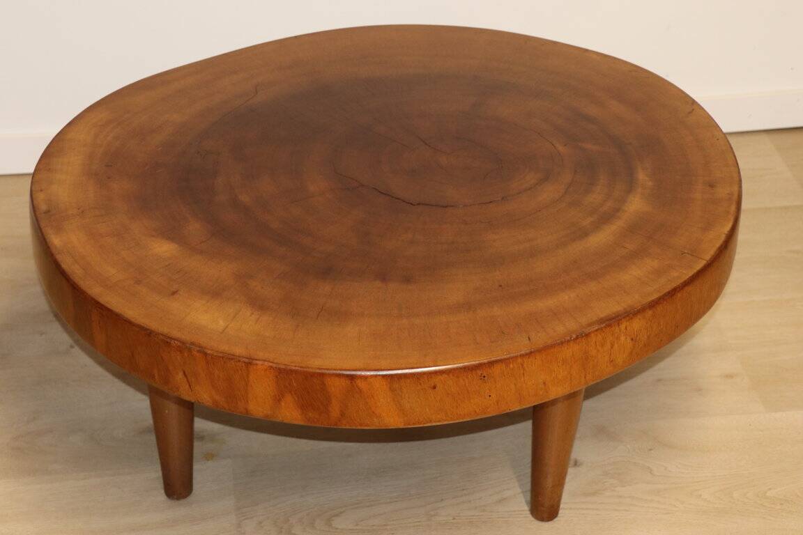 Vintage brutalist solid wood coffee table, 1960s