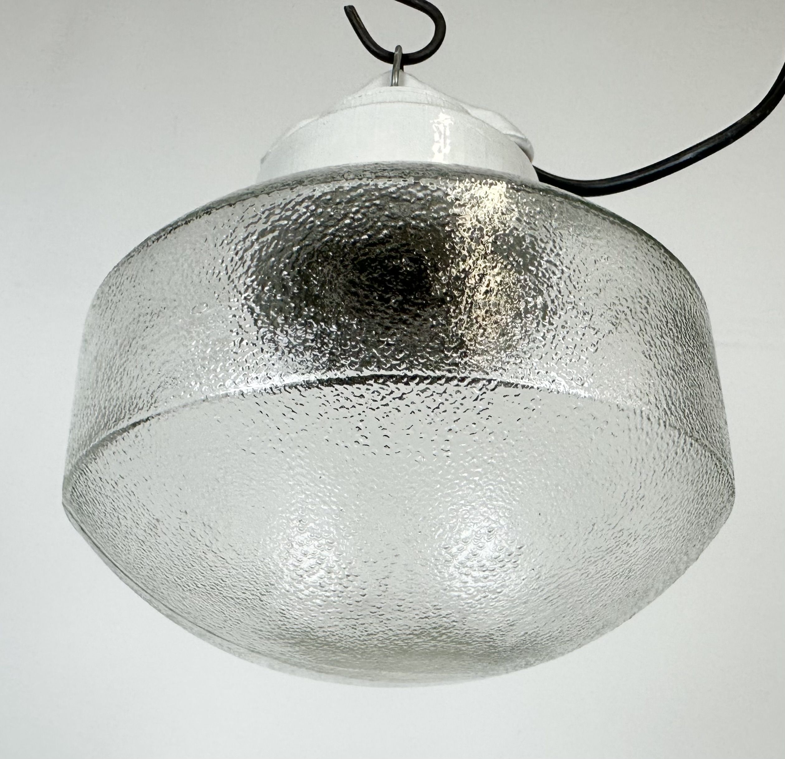 Vintage white porcelain pendant light, 1970s