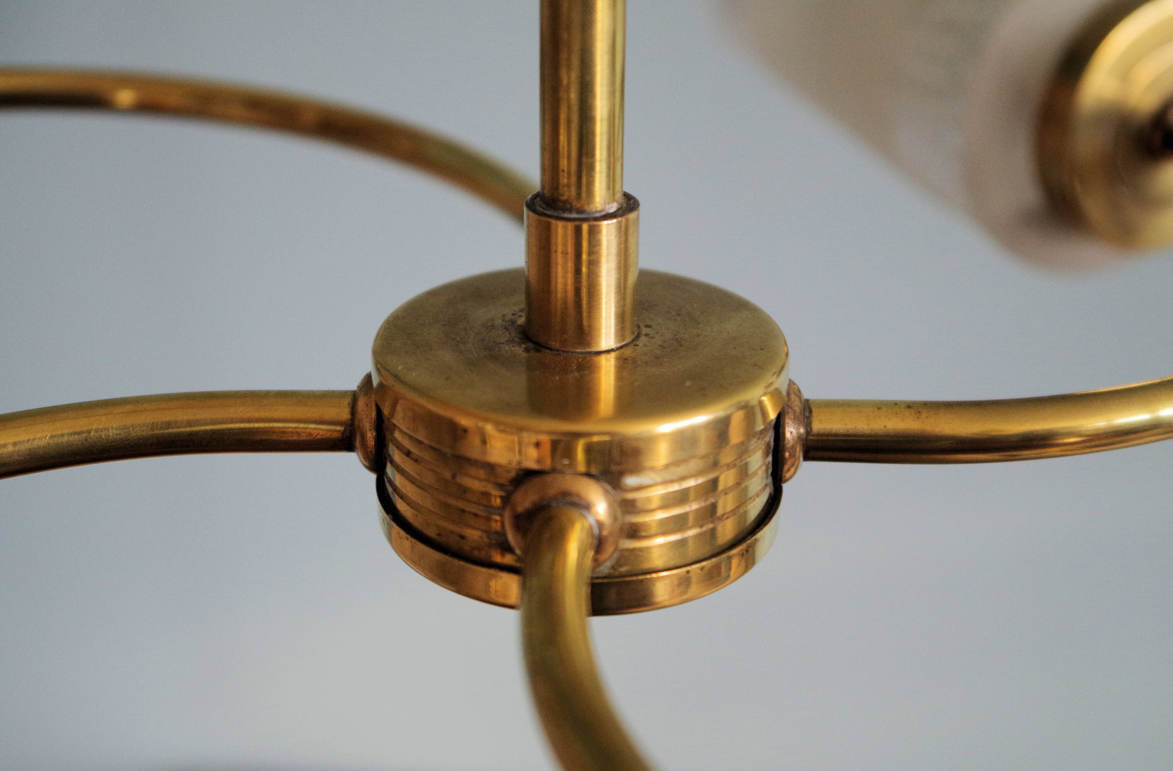 Brass and glass chandelier