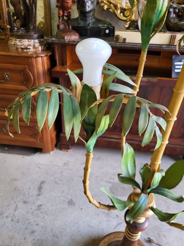 Metal and bamboo floor lamp of the 1960