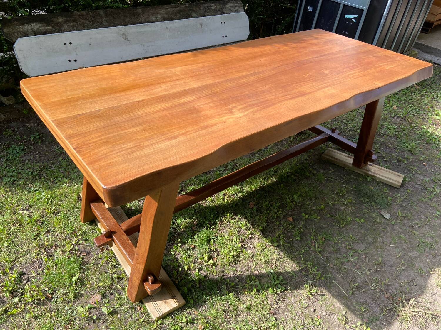 Brutalist dining table from the 1950s in solid elm.