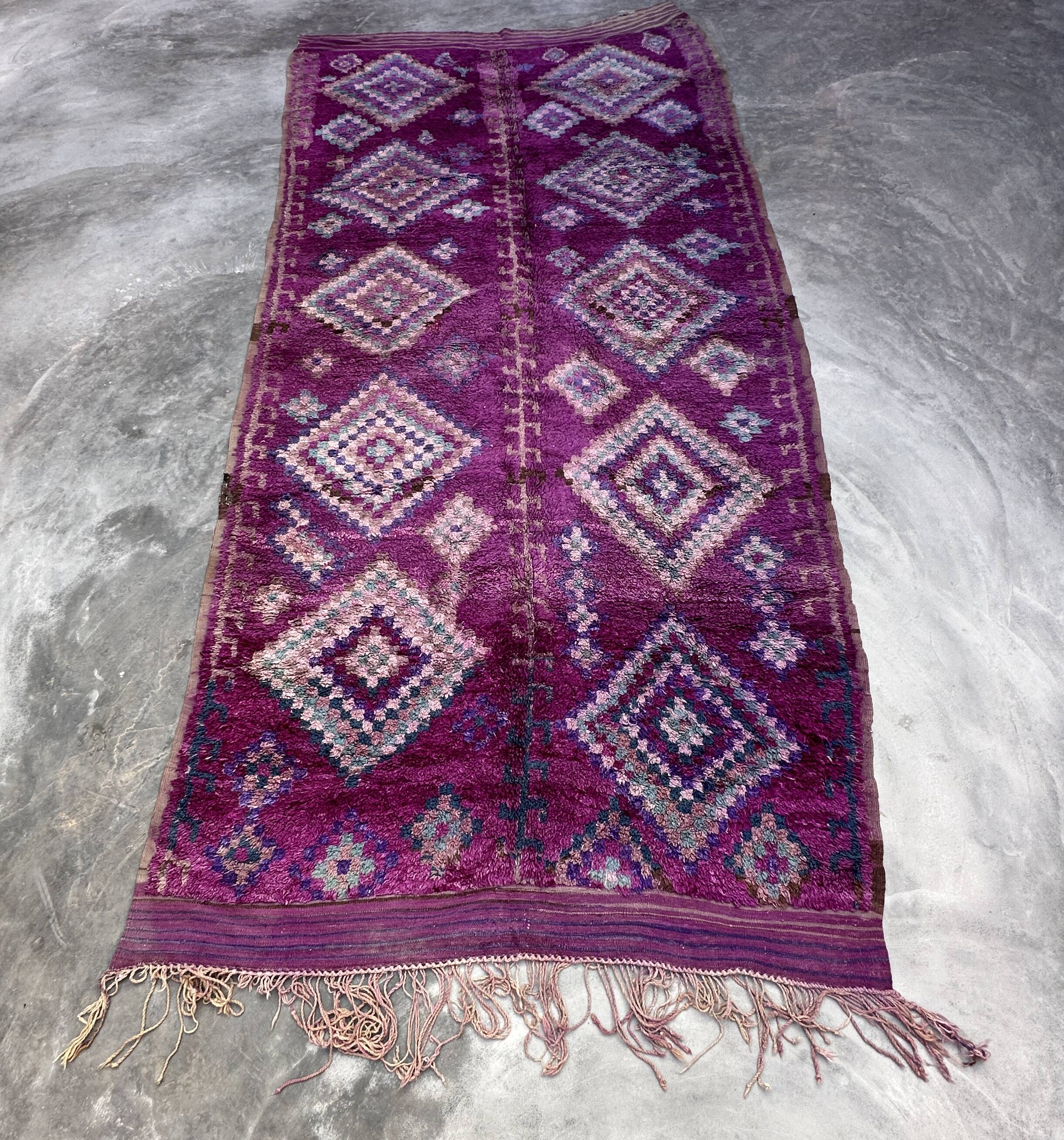 Moroccan purple carpet - 208 x 425 cm