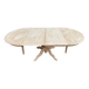 Large round extendable dining table renovated in raw pine with 2 extensions, 1980.