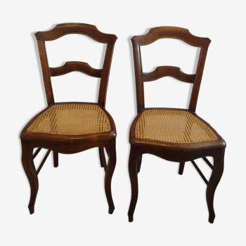 Paire de chaises cannées