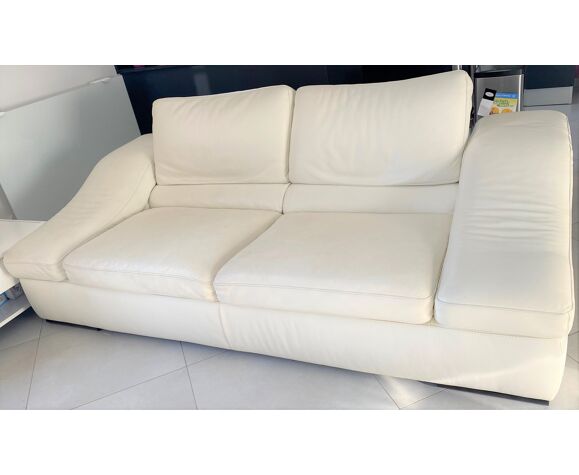 Natuzzi 3 4 Seater White Leather Sofa, Leather Sofas Spain