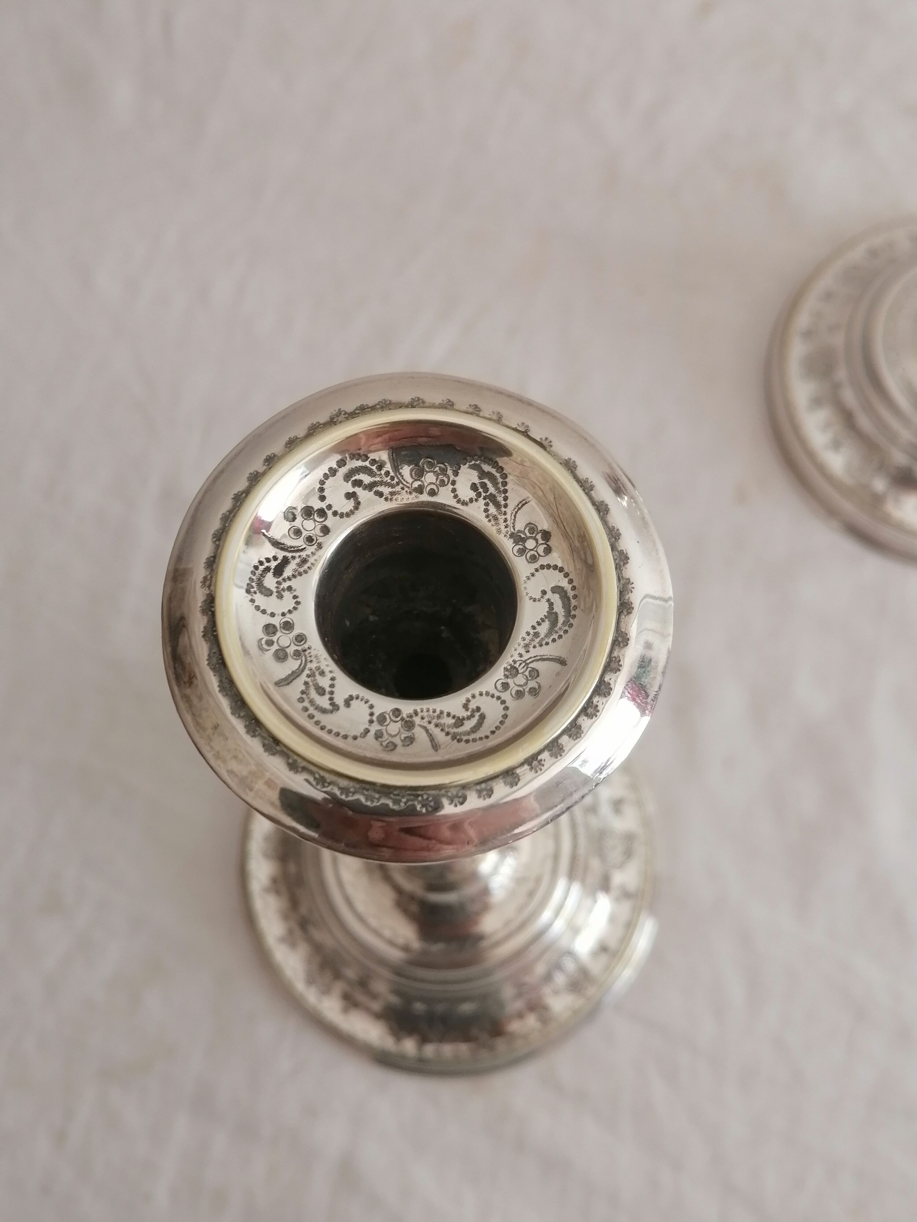 Pair of silver bronze torches, XIXth