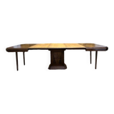 Art deco walnut dining table with central leg