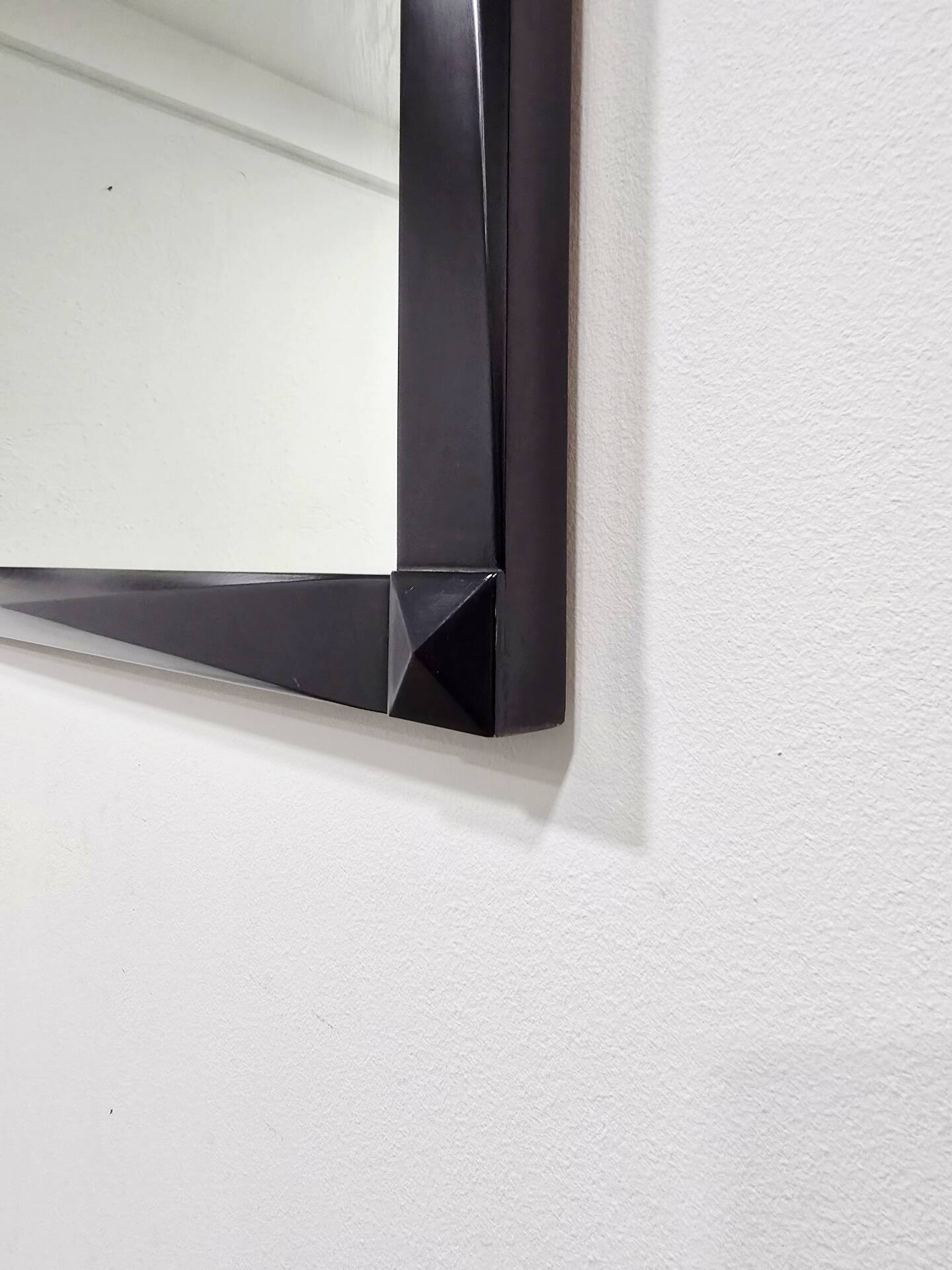 Vintage 1970s Wall Mirror with Black Wooden Frame