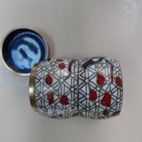 Tall cloisonné enamel box decorated with birds