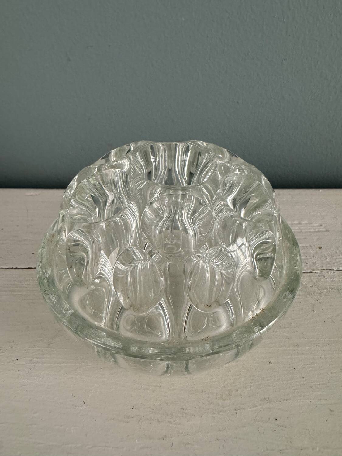 Old molded glass flower picker, 19 holes