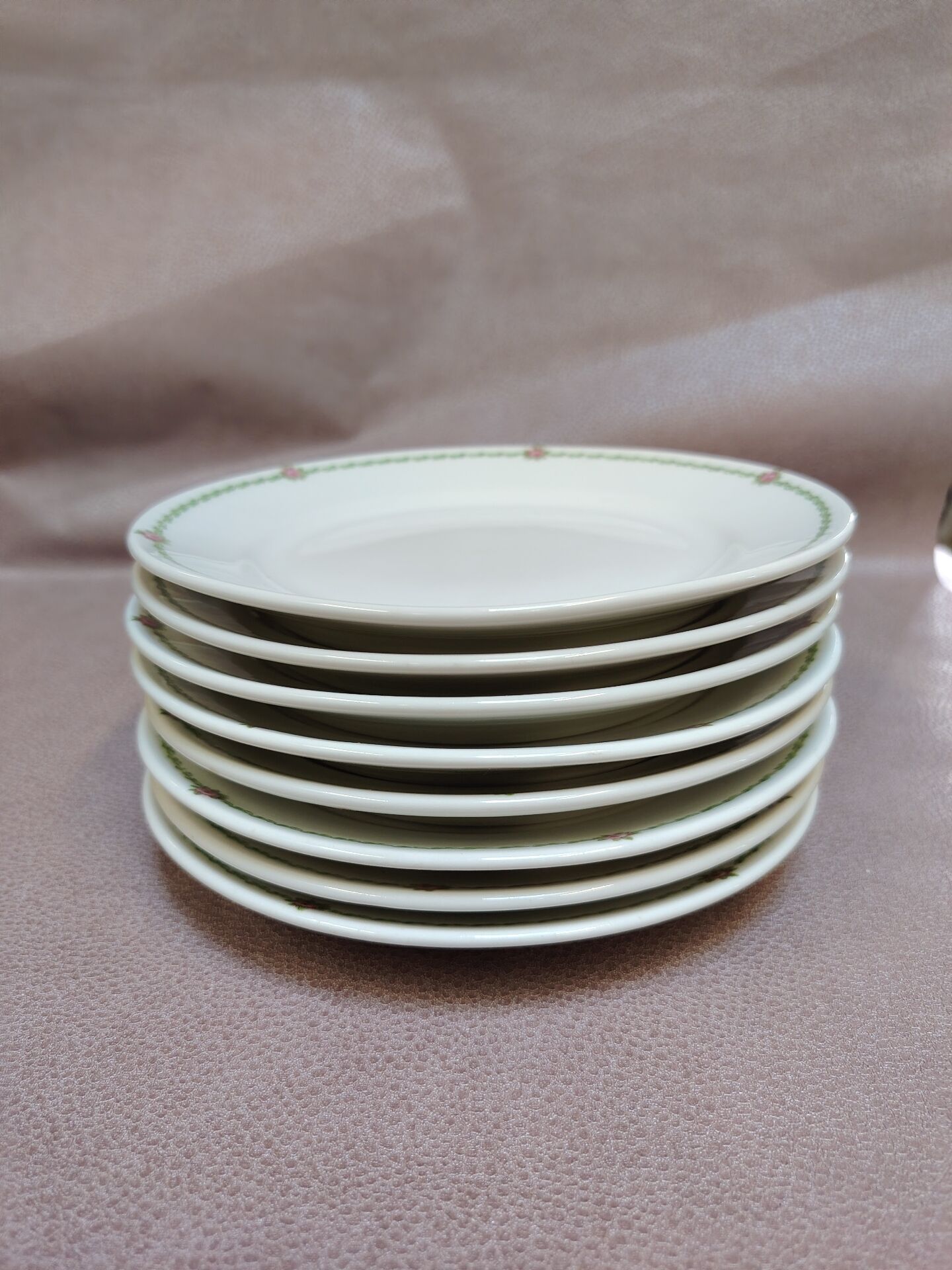 Set of 8 floral decorated porcelain dessert plates GDA Limoges