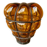 Large Murano pendant/wall/ceiling light in amber brown blown glass