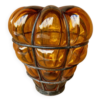 Large Murano pendant/wall/ceiling light in amber brown blown glass