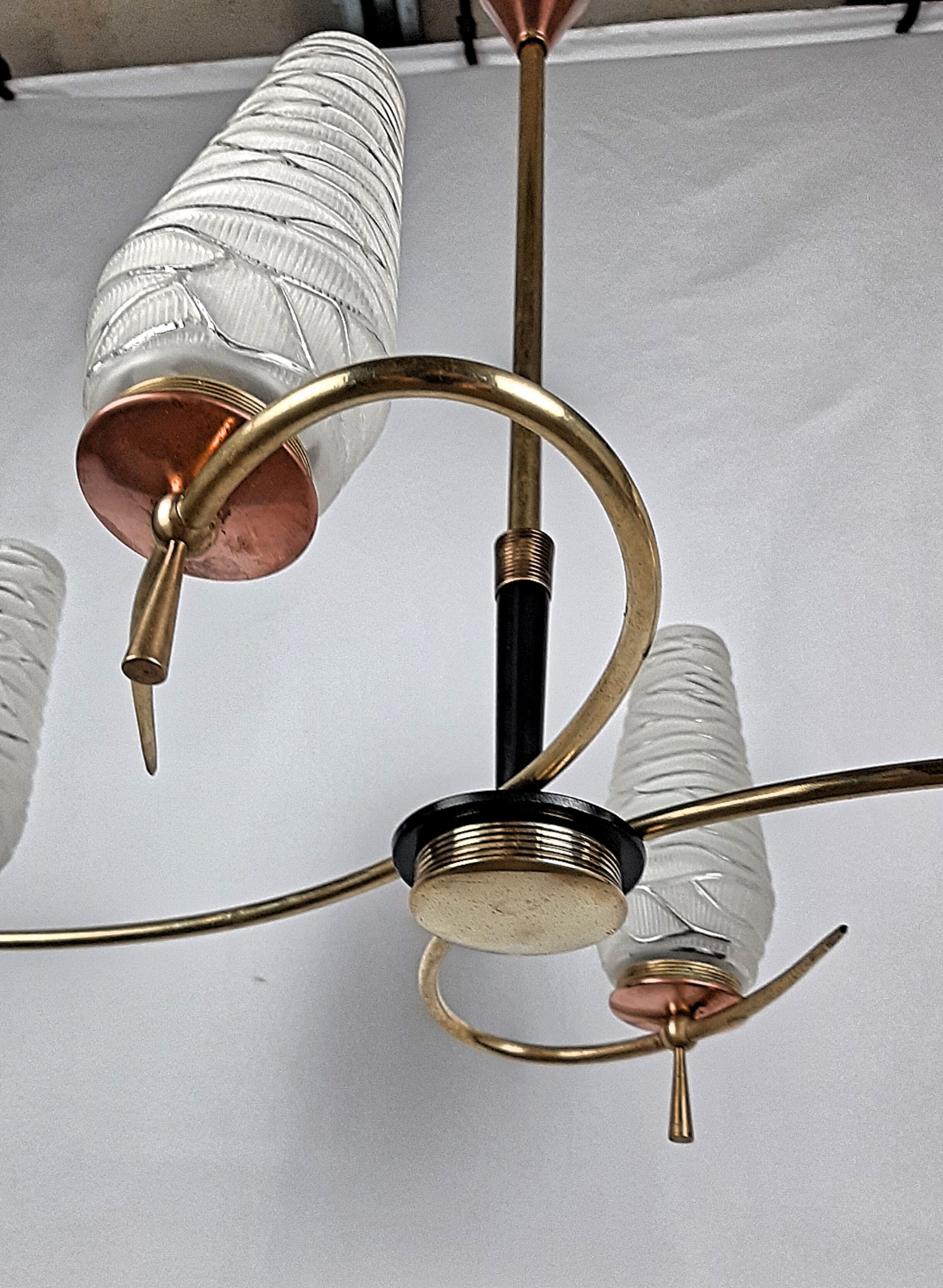 Mid Century Modern chandelier and collectible vintage lamp set