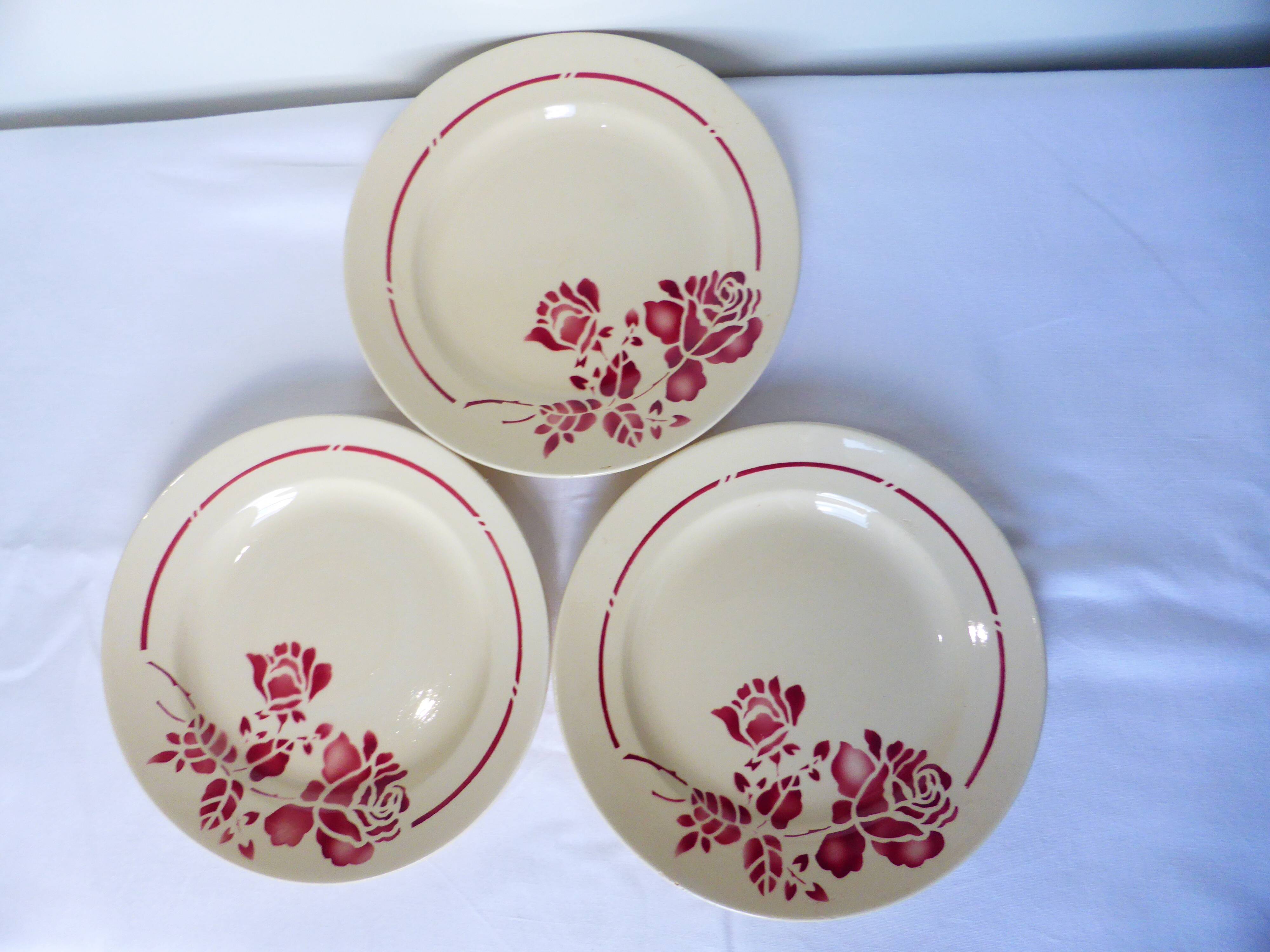 3 vintage dessert plates from St Amand 220614