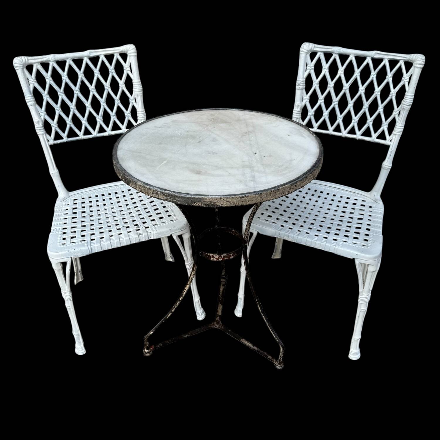 Paire de chaises en fonte d’aluminium décor bambou, Espagne 1960