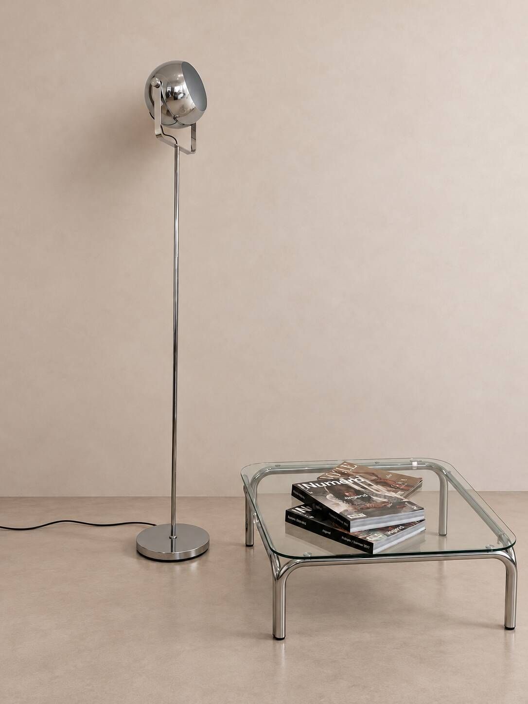 Chrome "projector" floor lamp