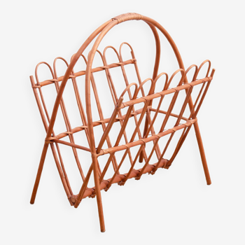 Mid century rattan magazine rack by Jan Kalous for ÚLUV, 1960´s, Czechoslovakia