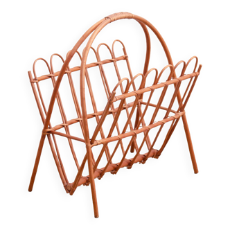 Mid century rattan magazine rack by Jan Kalous for ÚLUV, 1960´s, Czechoslovakia