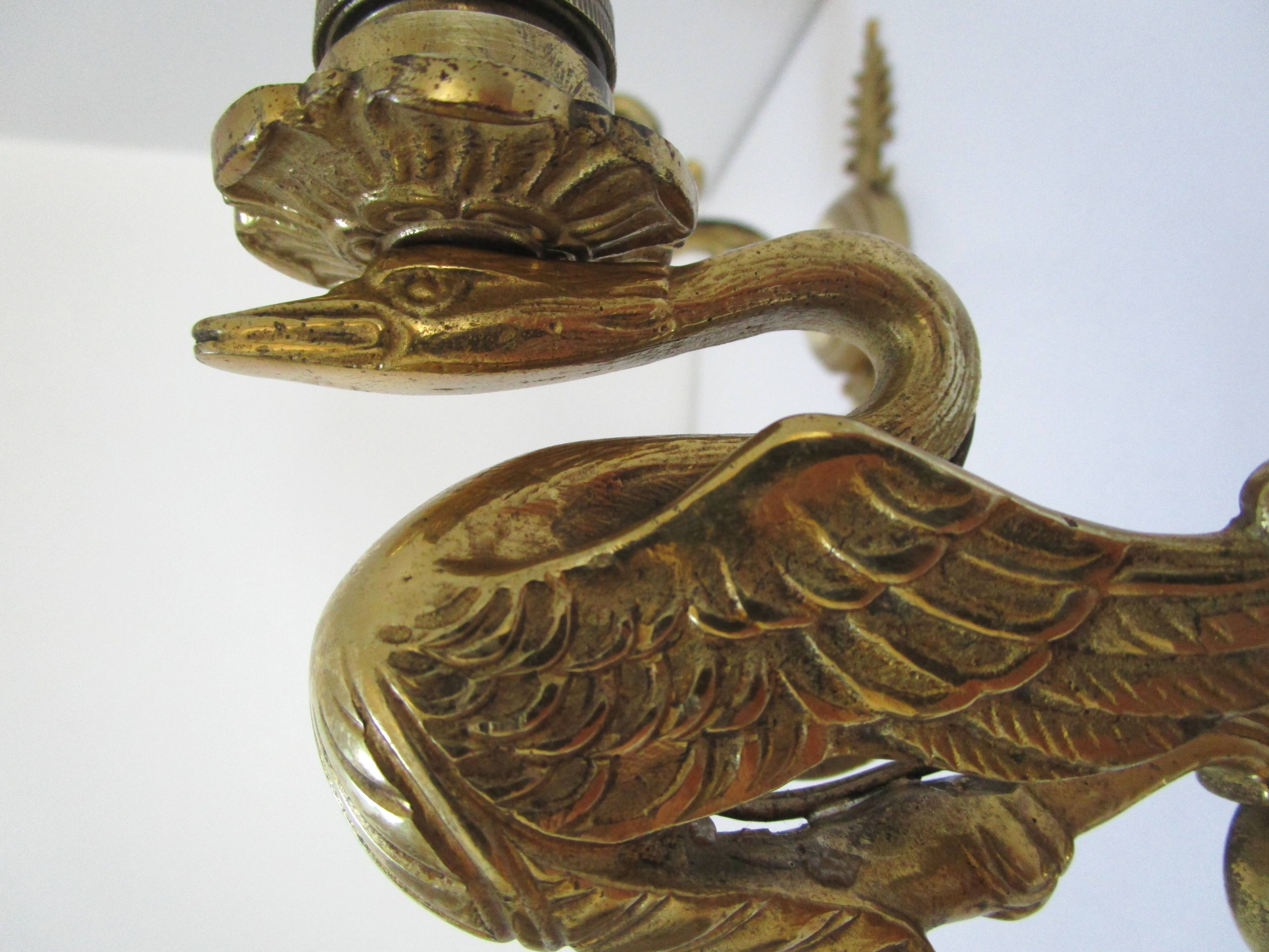 Pair of appliques swans gilded bronze patinated empire style