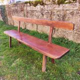 Brutalist bench solid wood 200 cm vintage French 50-60