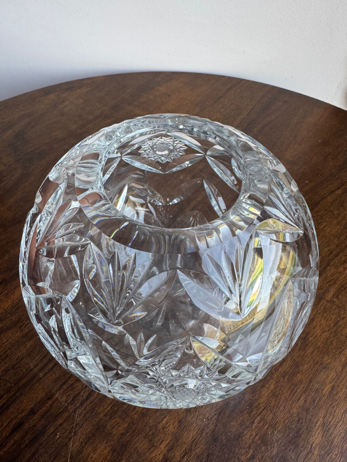 Cut crystal round vase – circa 1950