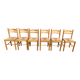 6 Scandinavian chairs in solid wood and straw, 1980
