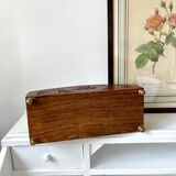 Vintage mail rack in wood and brass