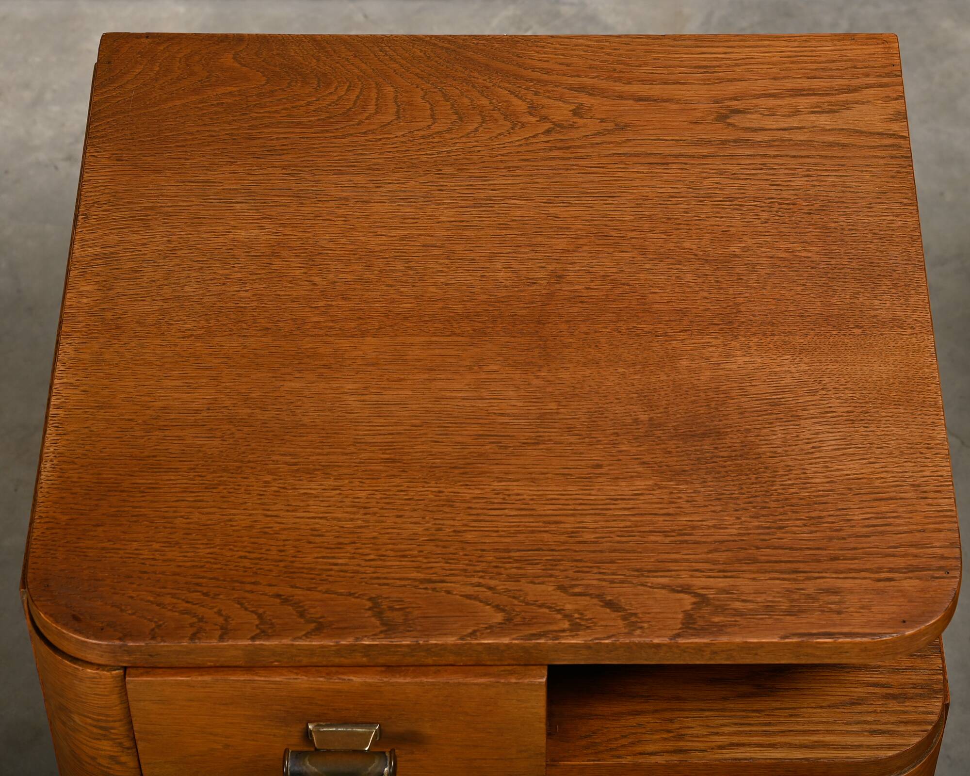Pair Art Deco Nightstands or Bedside tables Oak and Glass, Netherlands, 193