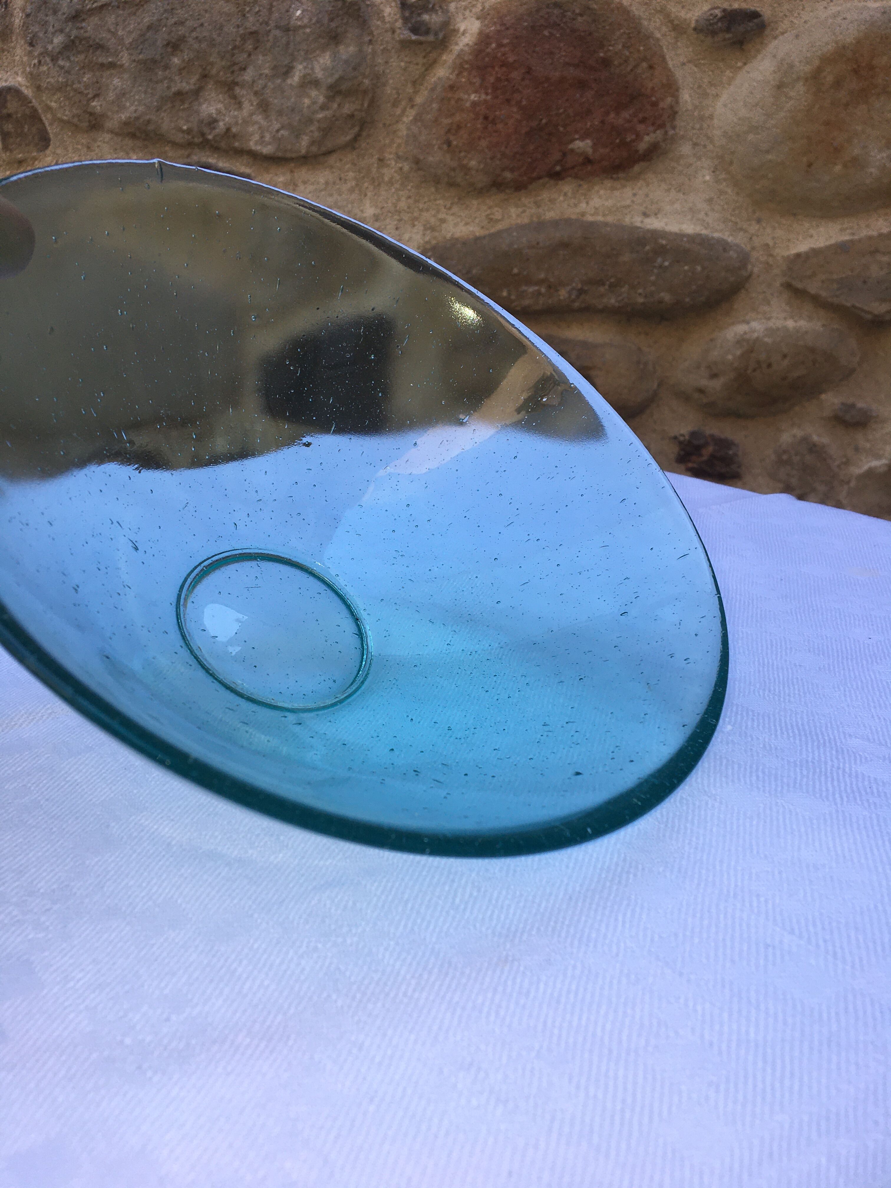 Antique bubbled blown glass salad bowl