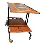 DESIGN BAR table on wheels Serving trolley ceramic metal and wood 1960-1970