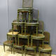 Set of 10 chairs in painted beech and Louis XVI style caning