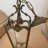 Paire de suspensions bronze et verre