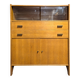 Storage furniture, vintage high sideboard in oak veneer.