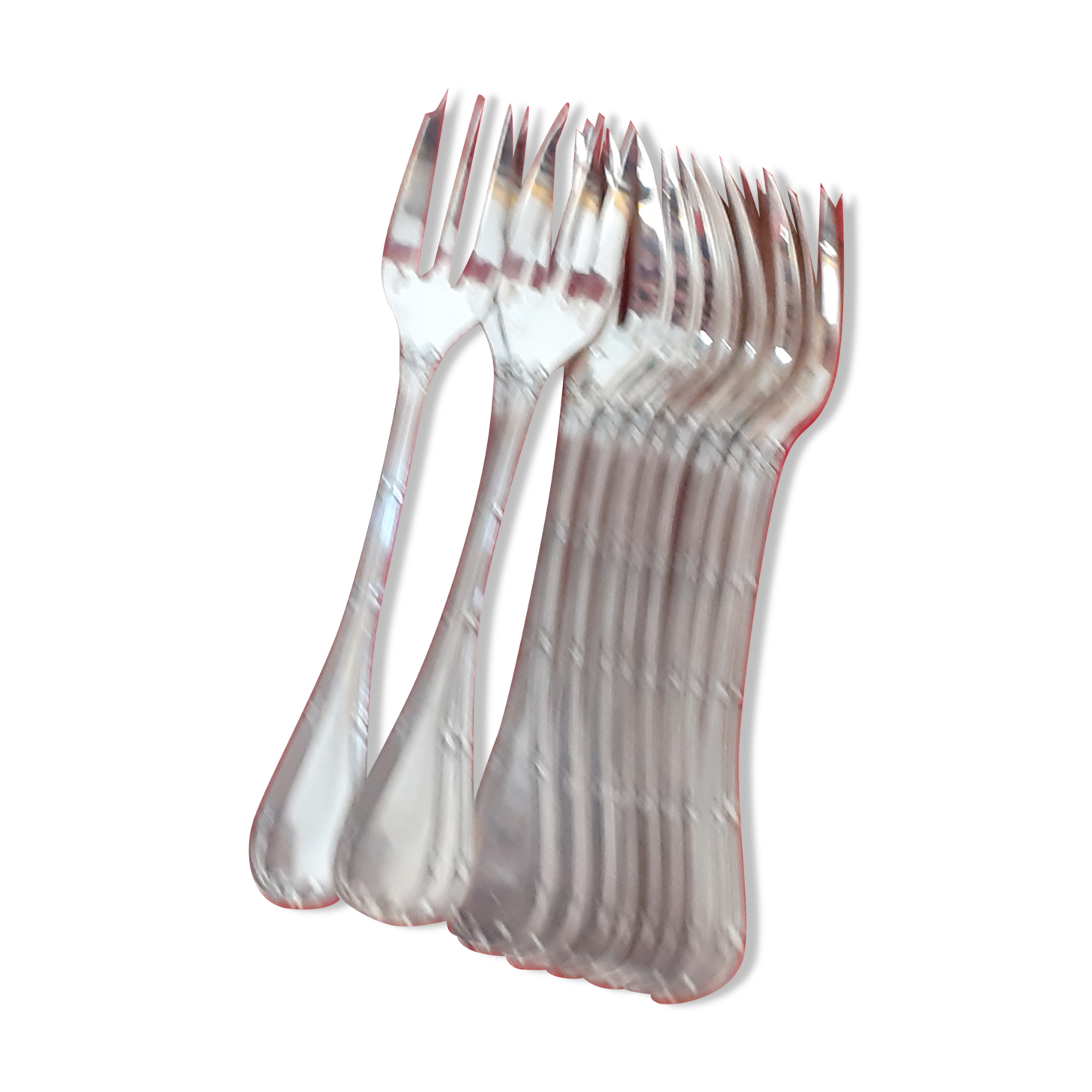 12 Christofle cake spoons. Ribbon template.