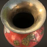 Cloisonné enamel vase with floral decoration from India