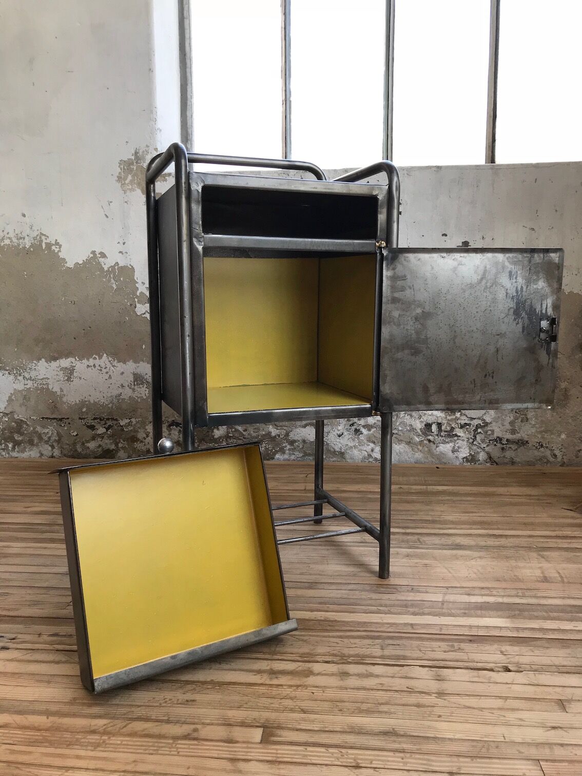 Industrial bedside table