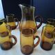 Amber glass cider or orangeade set for 6 people