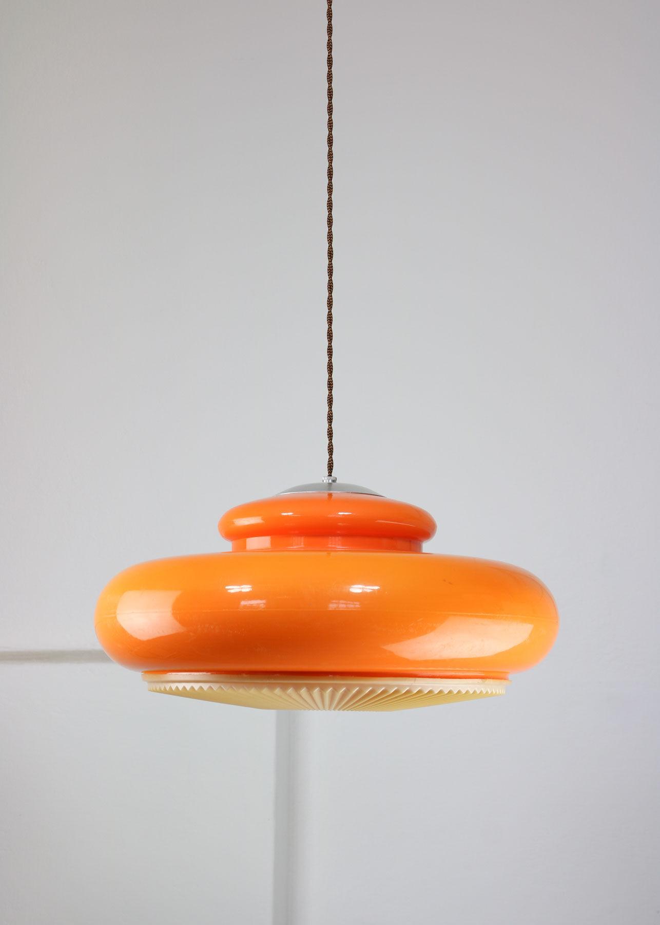 Mid-century acrylic italian orange pendant lamp