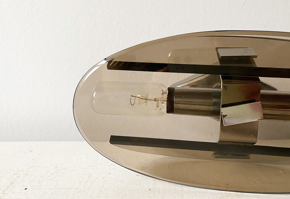 Pair wall light smoked glass Veca