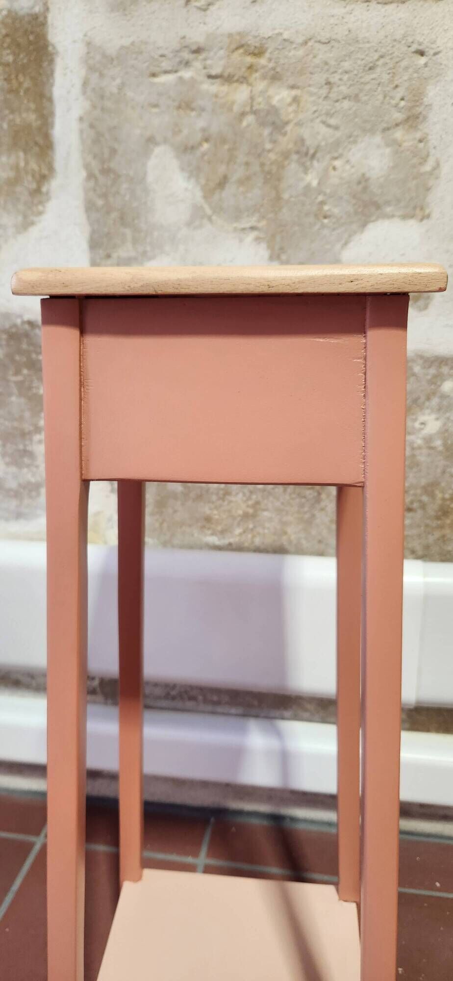 Sellette porte-plante bois et terracotta 2 niveaux