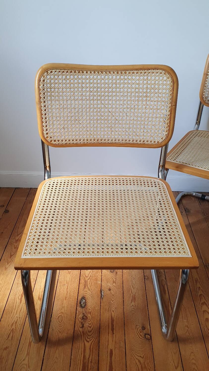 Pair of B32 Marcel Breuer cane chairs