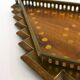 Diamond-shaped wood and brass tray