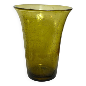 Grand vase en verre bullé et soufflé Biot