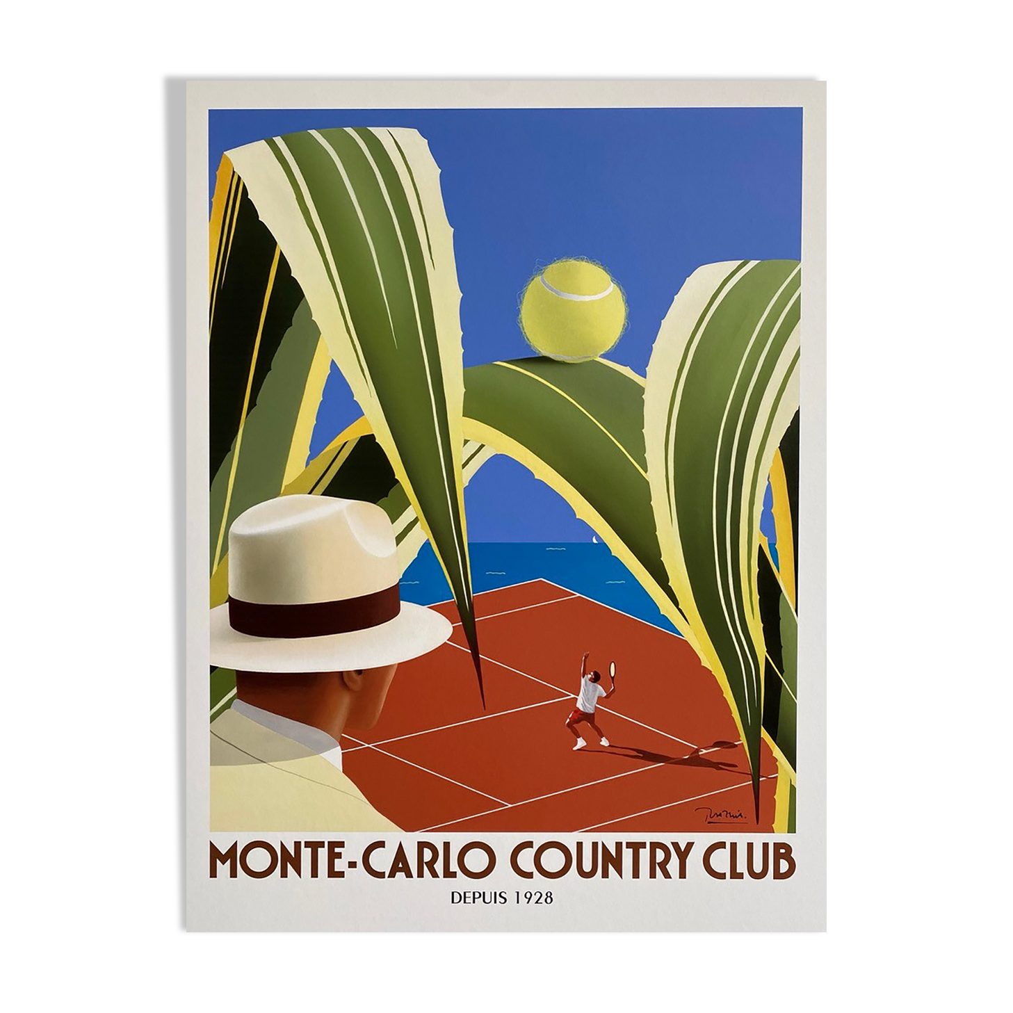 Original Razzia poster - Monte Carlo country club - Signed by the artist - On linen