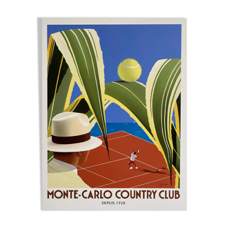 Affiche Razzia originale Monte Carlo country club signé par l'artiste - On linen