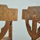Pair of vintage antique Scandinavian oak Monk chairs, Sweden 1950s